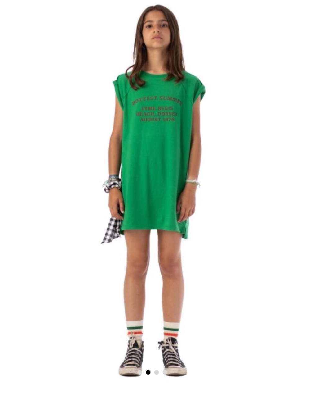 Green Graphic Tee Dress for Kids